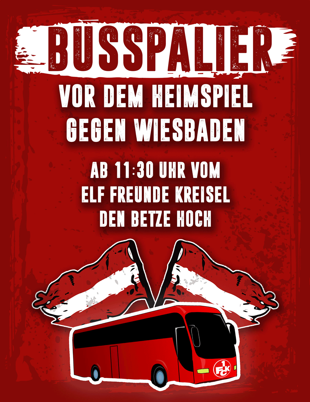 Flyer des Fanbündnis FCK: Busspalier vor dem Heimspiel gegen Wiesbaden